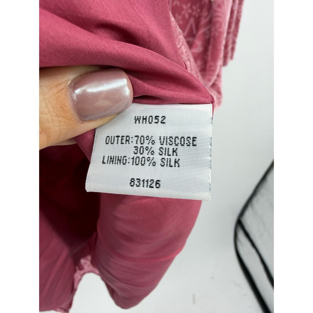 Boden Womens Silk Midi Dress Size 18 Burnout Velvet Dusty Pink Long Sleeve Fairy - Picture 5 of 16